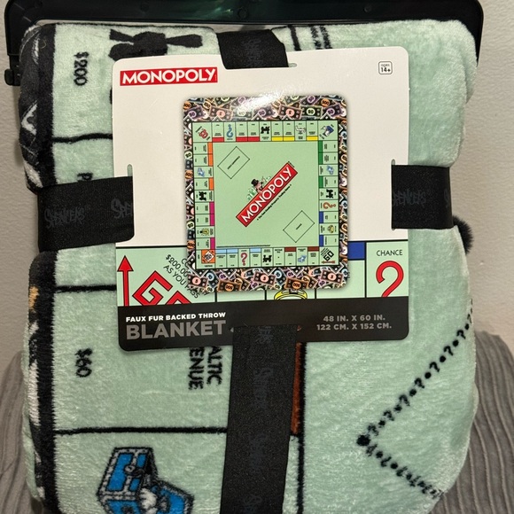 Monopoly Faux Fur Throw Blanket - Green - Picture 8 of 8